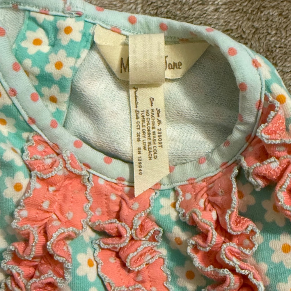 Matilda Jane The Adventure Begins Butterfly Floral Ruffle Tunic Top 6-12M - Picture 4 of 8
